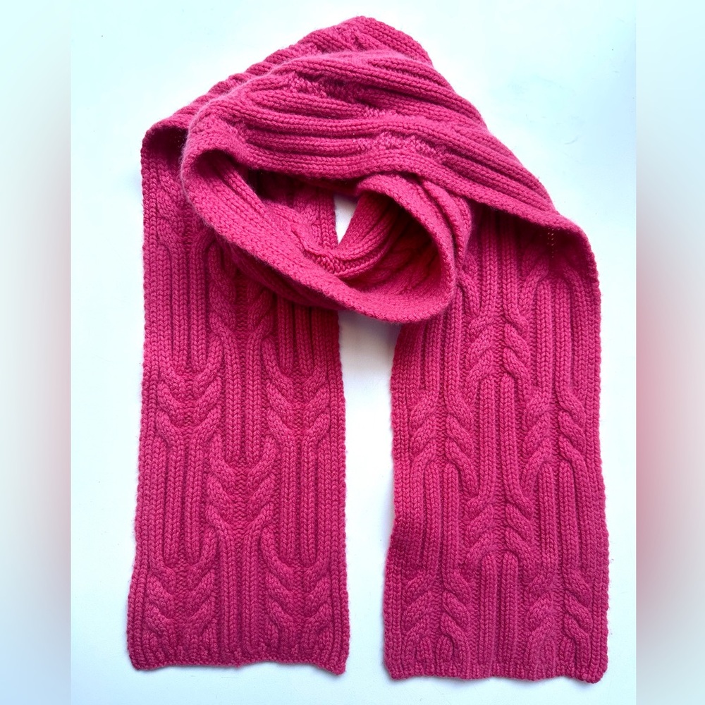 Charter Club 100% Cashmere Pink Cable Knit Scarf 64”x7”